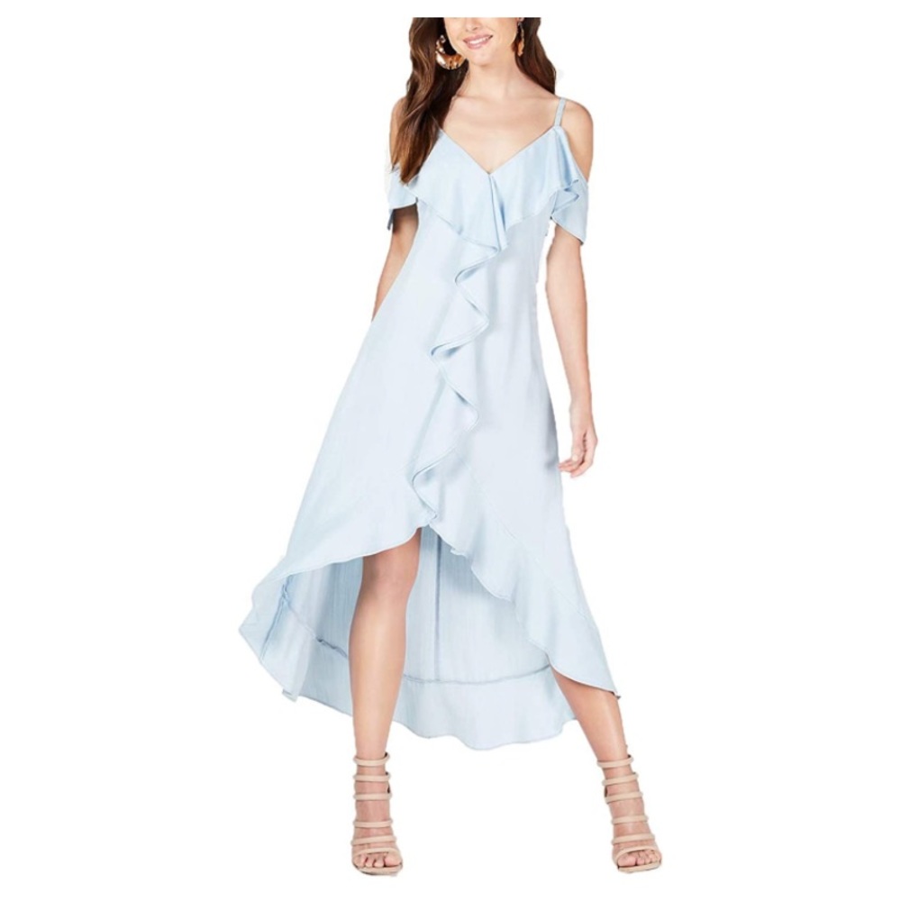 GUESS Women's Ruffled Hi-Low Maxi Dress Sz S